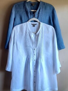 TOMMY BAHAMA Wome'ns Blue/white Blouses BUNDLE  Linen Button-up Tunic